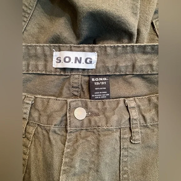 S.O.N.G. Olive Green Cargo Pants 13/31 - Picture 5 of 5